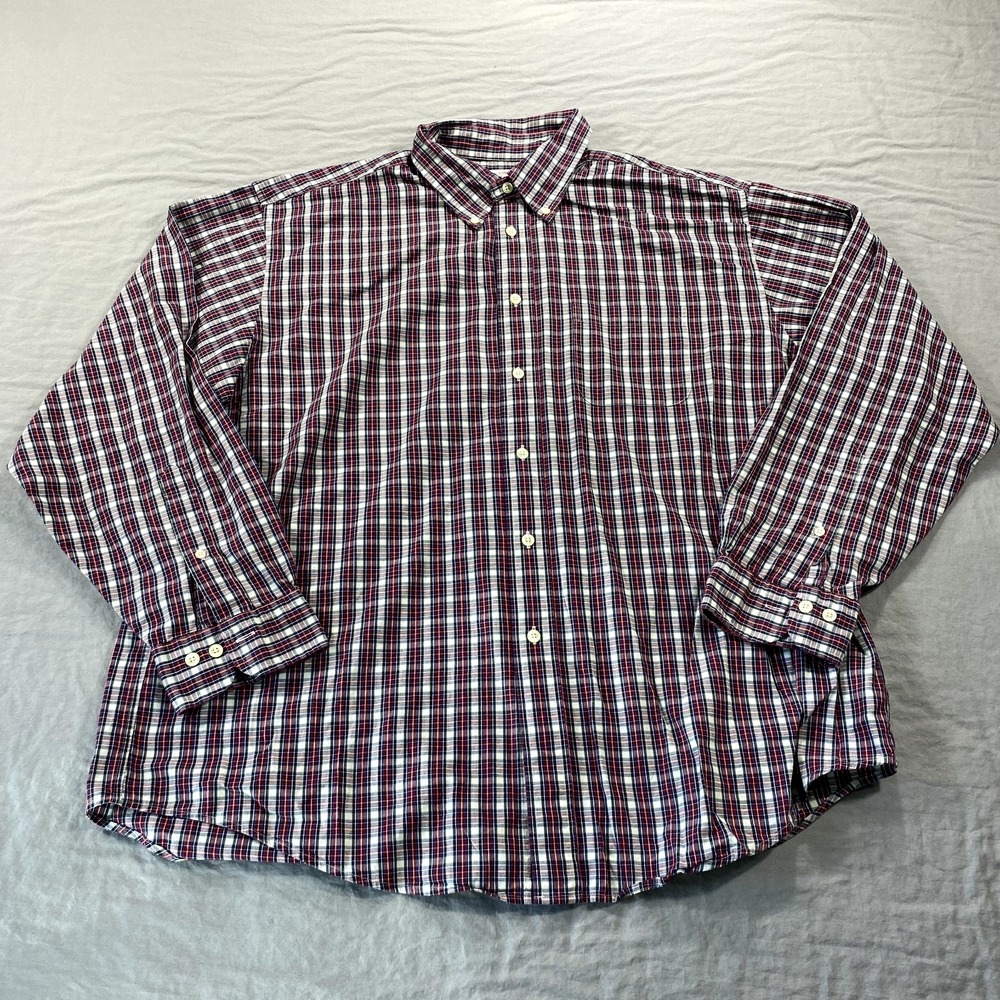 Brooks Brothers Shirt Mens XL Red Blue Plaid Button Up Casual Dress Adult